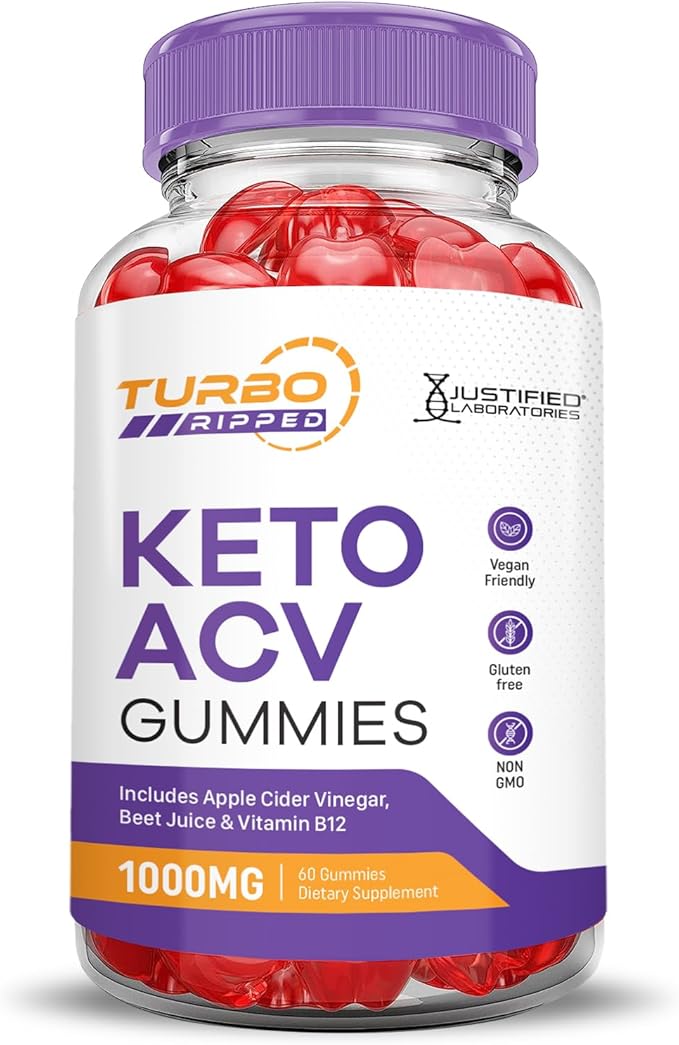 (2 Pack) Turbo Ripped Keto ACV 1000MG Turbo B12 Vegan 120 Gummys