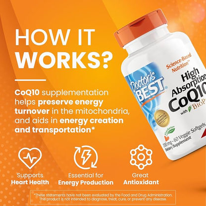 Doctor's BEST High Absorption CoQ10 200 mg, 60 Veggie