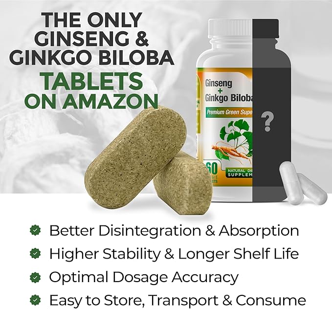 Panax Ginseng and Ginkgo Biloba. Traditional 60 Tablets (1 Bottle)