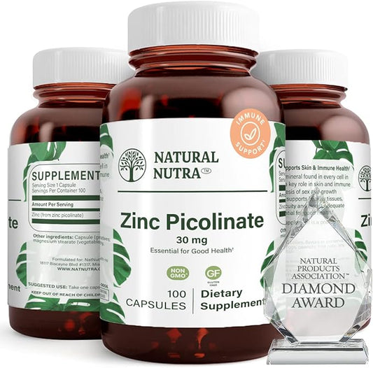 Natural Nutra Zinc Picolinate 30 mg, 100 Capsules