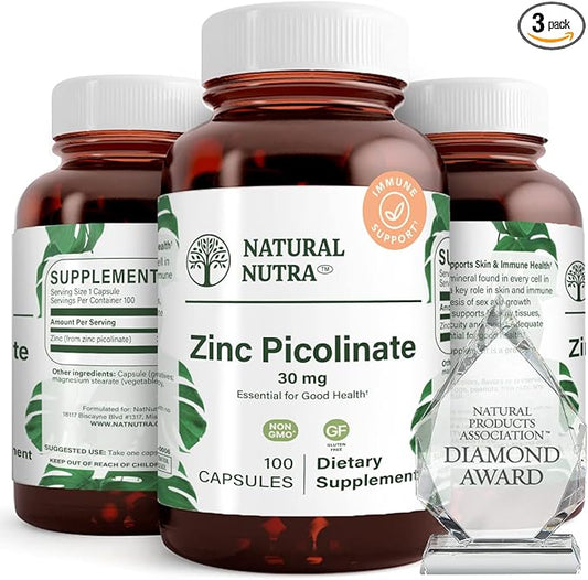 Natural Nutra Zinc Picolinate 30 mg, 100 Capsules (3 Pack)
