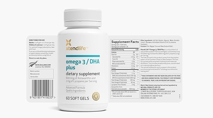 Xtendlife, Omega 3 DHA Plus, Full 700mg of 60 Soft