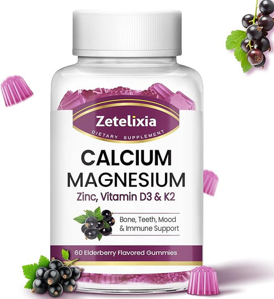 Sugar Free Calcium Gummies for Women D3 & K2, Calcium 60 Count