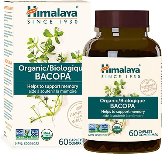 Himalaya Organic Bacopa Monnieri Nootropic Herbal 750 mg, 60 Plant-Based 60 Day