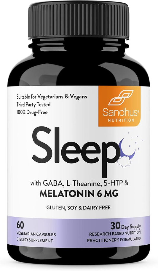 Sandhu's Sleep 60 Capsules –Non-Habit Forming 5-in-1 Sleep 5-HTP