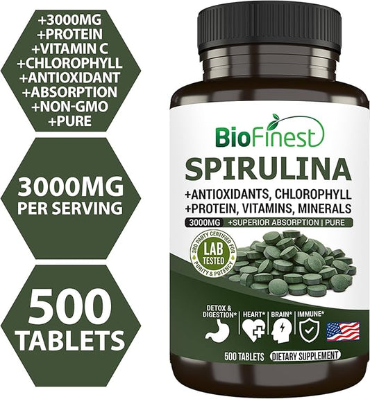 Spirulina 3000mg Supplement (500 Tablets)