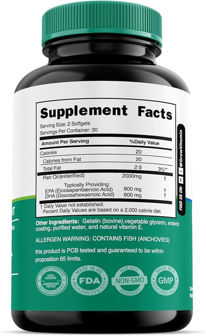 grow vitamin OmegaVita Fish Oil : 800 mg 600 mg 3 Supplement 2000 mg 30 Day