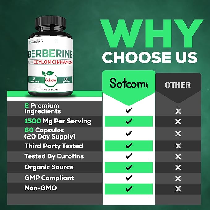 1500mg Berberine with Ceylon Cinnamon Supplement 60 Capsules