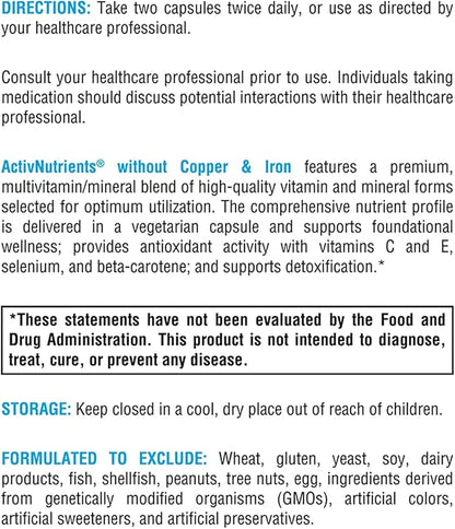 XYMOGEN ActivNutrients without Copper & Iron B12, Zinc (120 Capsules)