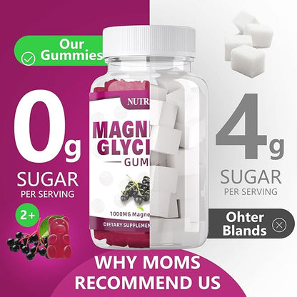 Magnesium Glycinate Gummies 1000mg with Magnesium B6, CoQ10, CoQ10, Calcium,Supports 90 Elderberry