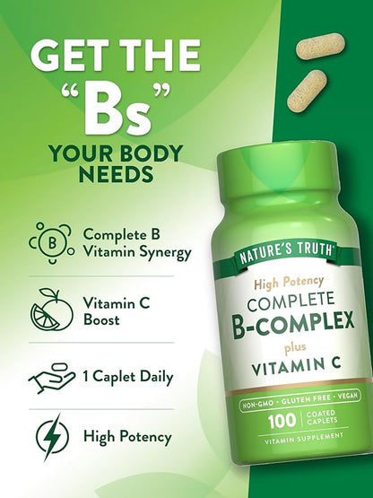 Nature's Truth Vitamin B Complex Plus 100 Caplets