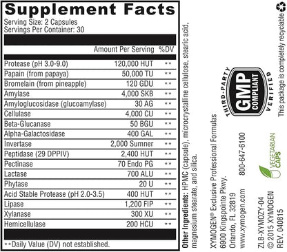 XYMOGEN XymoZyme - Vegan Digestive Enzymes (60 Capsules)