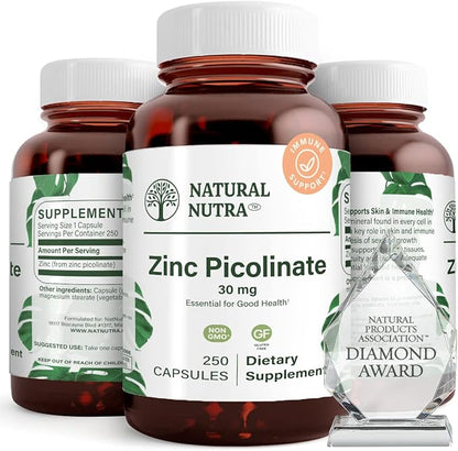 Natural Nutra Zinc Picolinate 30 mg, 250 Capsules