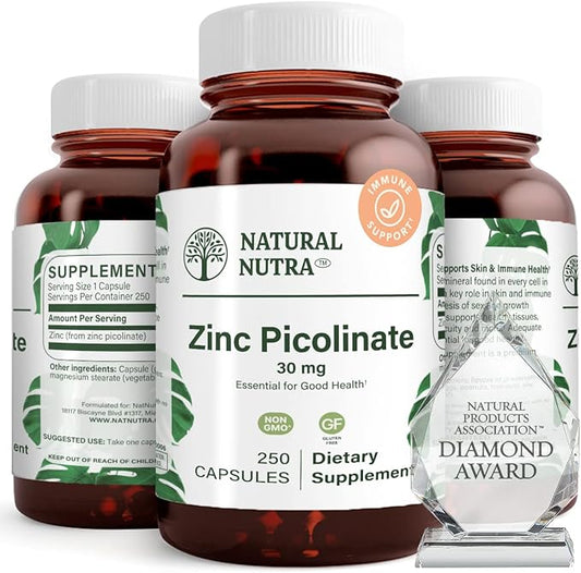 Natural Nutra Zinc Picolinate 30 mg, 250 Capsules