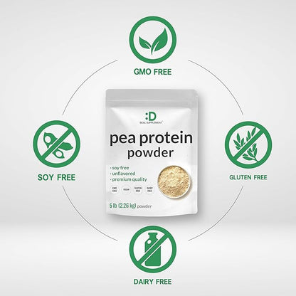 DEAL SUPPLEMENT Unflavored Pea Protein Powder, 5lbs – 27g Protein