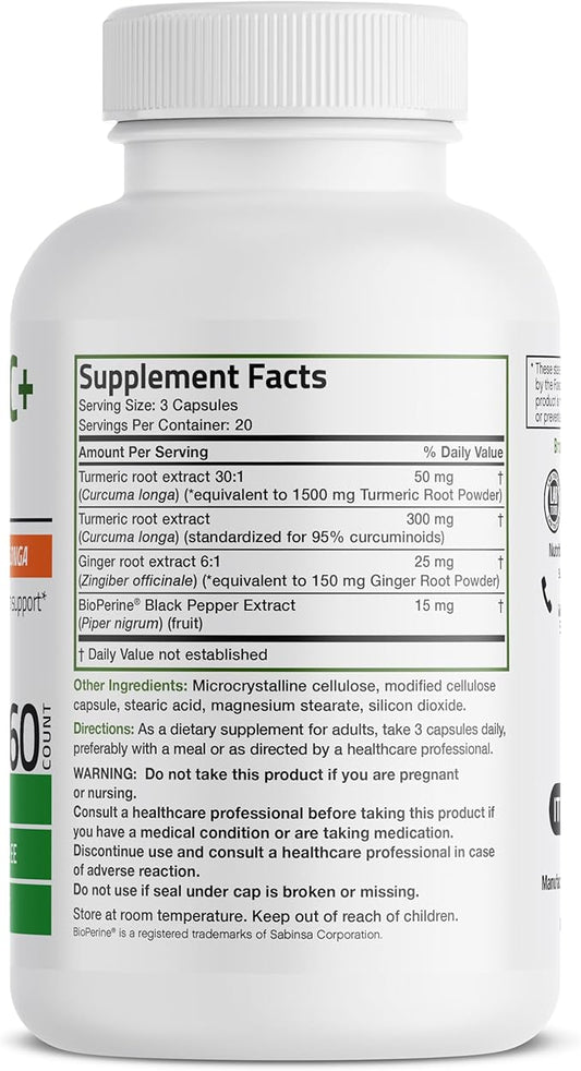 Bronson Turmeric + Ginger Extra Strength 60 Vegetarian