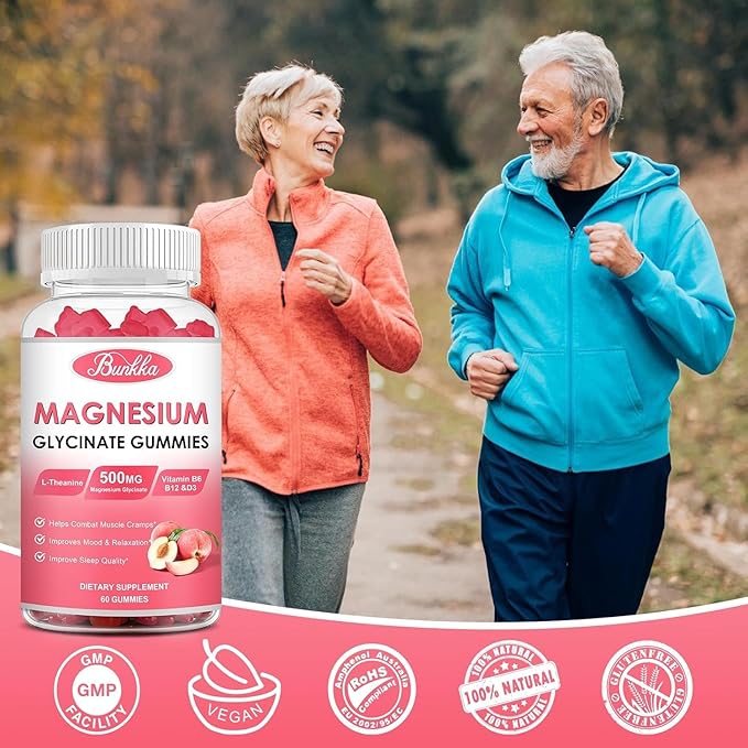(2 Pack) Magnesium Glycinate Gummies-Magnesium Glycinate 500mg, Magnesium B6 for 120 Peach