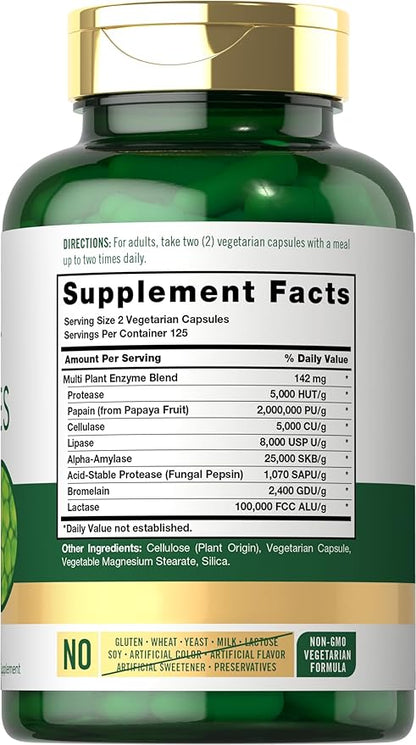 Carlyle Plant Enzymes with Protease, Papain, 250 Capsules