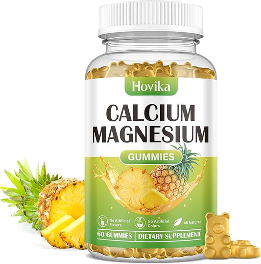 Calcium Magnesium Zinc Gummies, Calcium Magnesium 2:1 Ratio D3, K2, K2, B6, B6, B12 B12 for 60 Gummies