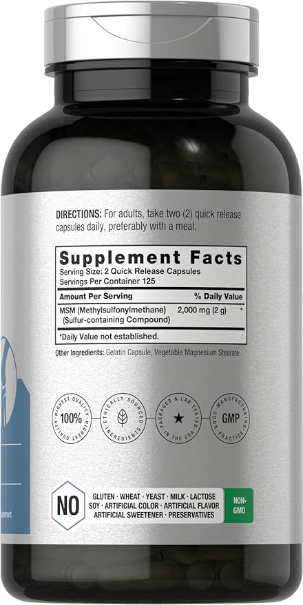 Horbäach MSM Supplement Capsules 2000mg | 250 Count