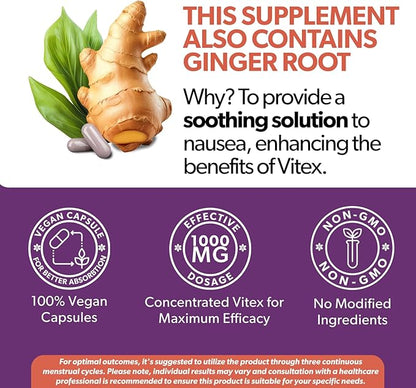 Intimate Rose Vitex Chasteberry Supplement for Women 1000mg Certified 60 Capsules