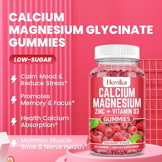 Calcium Magnesium Zinc Gummies with Potassium B6, D3, D3, K2 K2 - 60 Cts
