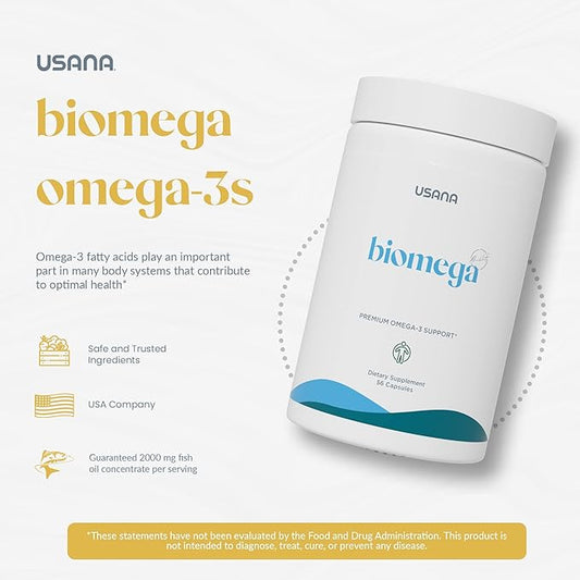 USANA BiOmega Fish Oil Supplement 3 Fatty 56 Capsules 28 Day