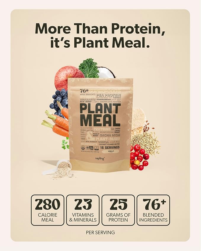 Plant Meal Replacement Shake 25g of 76+ Organic 15 Servings
