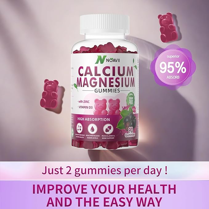 Calcium Magnesium Zinc Gummies with Vitamin D3, ashwagandha Flavor-90 Count