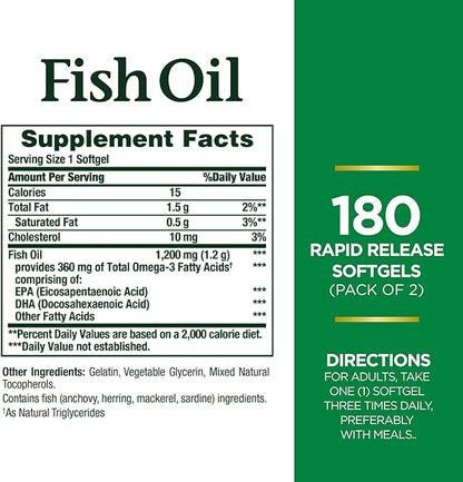 Nature’s Bounty Fish Oil 1200 mg, 3 EPA 360 Rapid