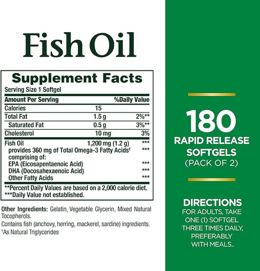 Nature’s Bounty Fish Oil 1200 mg, 3 EPA 360 Rapid