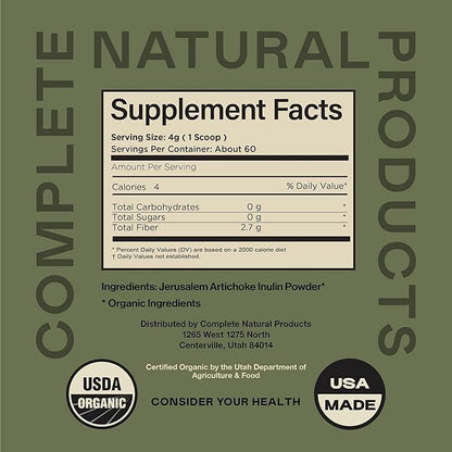 Pure Organic Inulin Powder Fiber Supplement 8oz Digestion