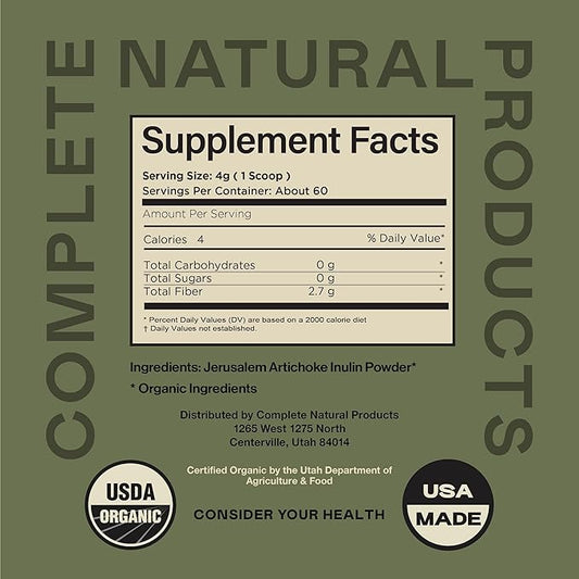Pure Organic Inulin Powder Fiber Supplement 8oz Digestion