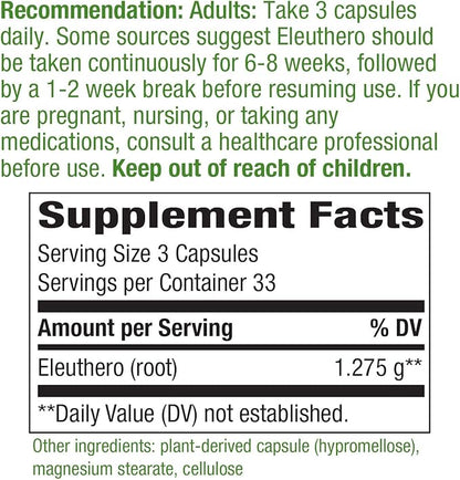 Nature's Way Premium Herbal Siberian Eleuthero 1,125mg per 100 Capsules