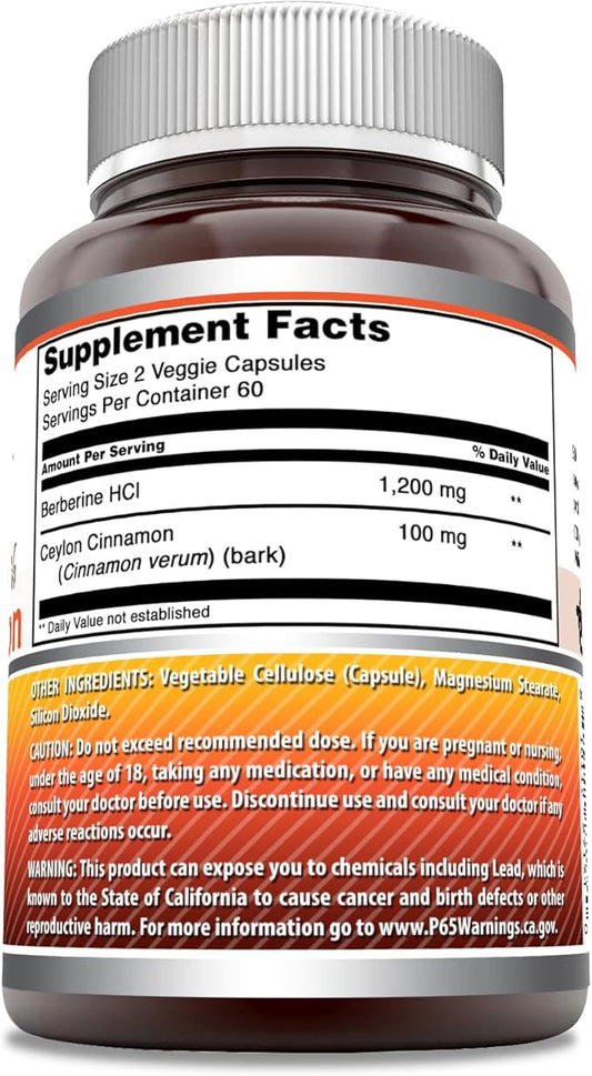 Amazing Formulas Berberine with Pure Ceylon 1200 Mg (1 Pack, 120 Count)