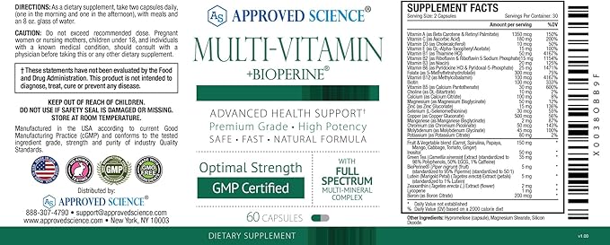 Approved Science Multi-Vitamin 60 Capsules 6 Month