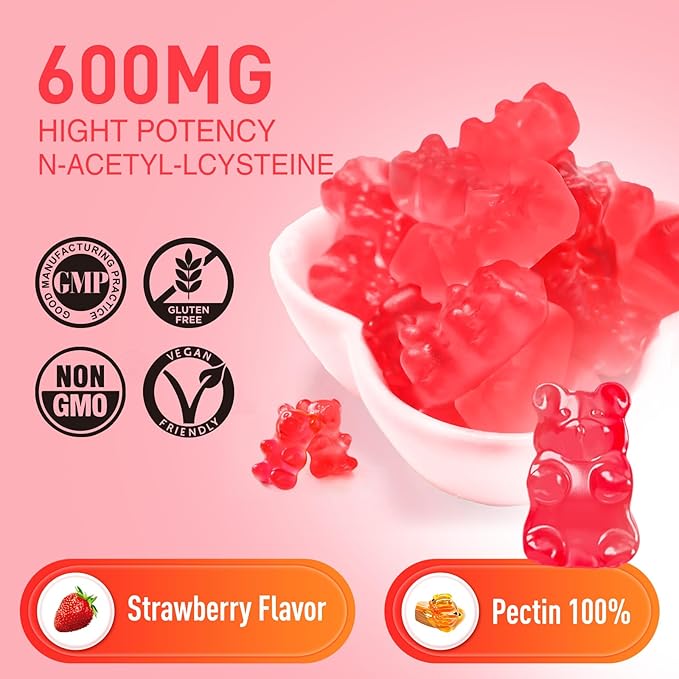 NAC Gummies 600mg, N Acetyl Cysteine 60ct