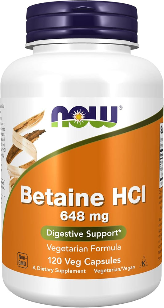 NOW Supplements, Betaine HCl 648 mg, 120 Veg