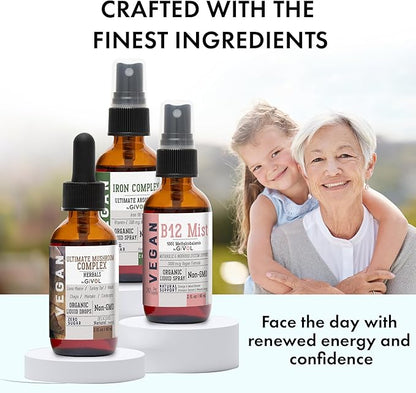 Ultimate Vegan Essential Bundle Liquid Spray- B12 Methylcobalamin, 2 Fl 360 Days