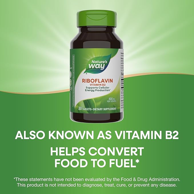 Nature's Way Riboflavin Vitamin B2, Supports 30 Tablets