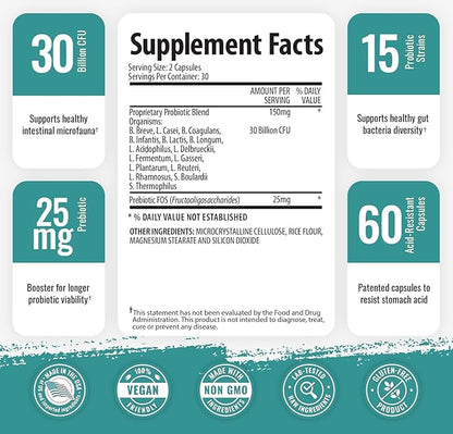 1 Body 30 Billion CFU Probiotic 60 Vegetarian