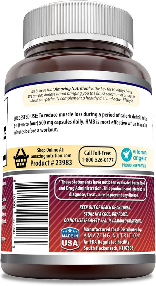 Amazing Formulas HMB (B-Hydroxy B-Methylbutyric Acid) Supplement | 1000 Mg per Serving | 120 Capsules | Non-GMO | Gluten-Free | Made in USA