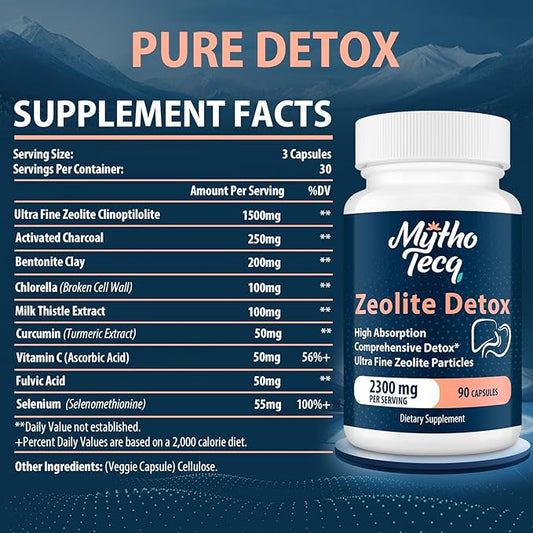 69,000 MG Zeolite Detox, Activated Charcoal, Detox-270 Caps