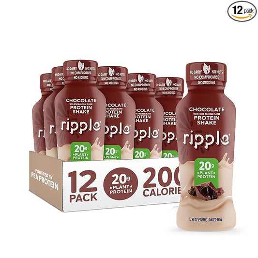 Ripple Vegan Protein Shake 20g Nutritious 12 Oz, 12 Pack