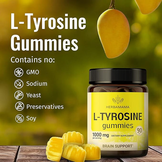 HERBAMAMA L Tyrosine Gummies 1000 mg 90 Chews