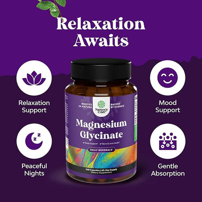 Pure Magnesium Glycinate 400mg Per Serving - Vegan High Absorption Chelated Magnesium Capsules for Women & Men with Elemental Magnesium 400mg for Mood Sleep and Relaxation Support - 60 Servings