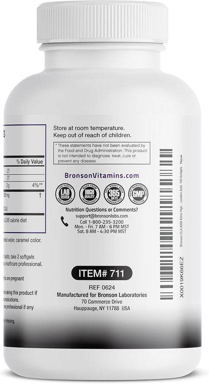 Bronson CLA 3000 Extra High Potency Supports Healthy Weight Management Lean Muscle Mass Non-Stimulating Conjugated Linoleic Acid 120 Softgels