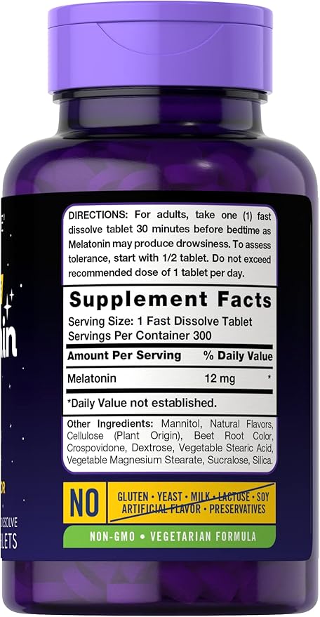 Carlyle Melatonin 12 mg Fast Dissolve 300 Tablets
