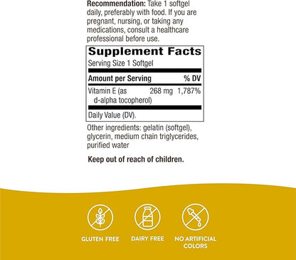 Nature’s Way Vitamin E D-Alpha Tocopherol 268 mg 100 Softgels