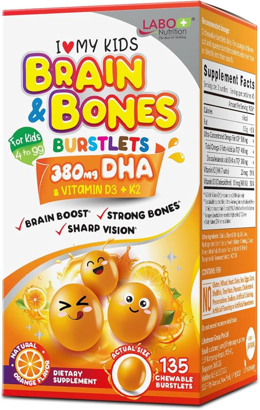 LABO Nutrition I My Kids Brain 76% Ultra-concentrated 3 DHA D3 & K2, Orange